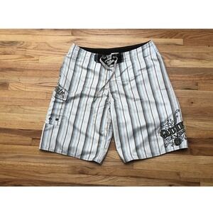 Quiksilver Men's Board Shorts Y2k Swim Trunks Baggy Surfer 32 Cargo Pocket